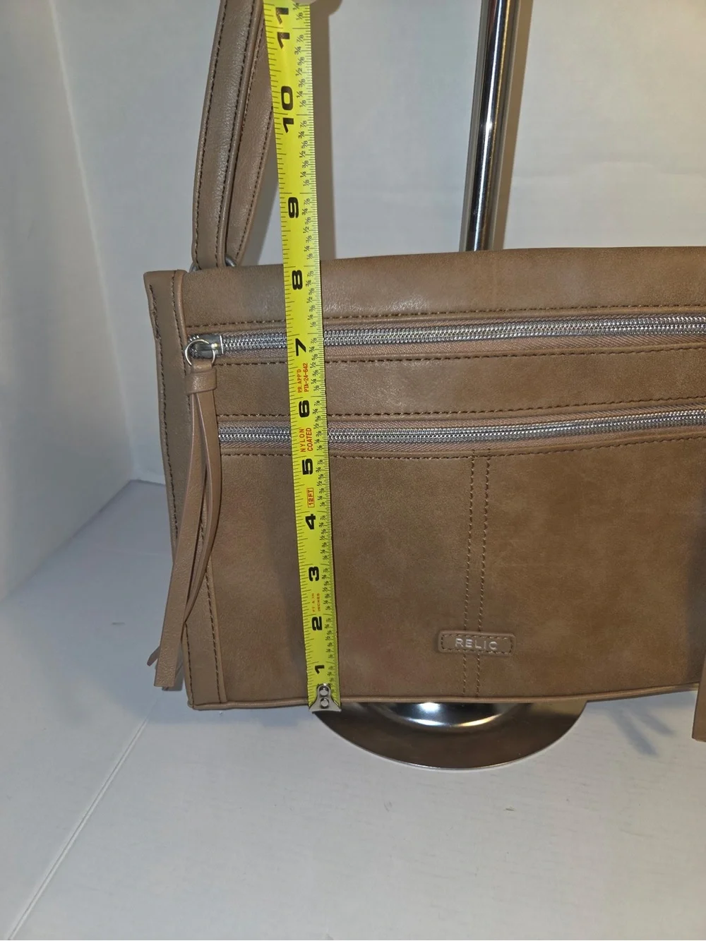 Relic Purse Shoulder Bag Crossbody Zippers Tassels Lightweight Brown
